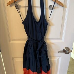 French Connection Navy and Orange halter Dress
